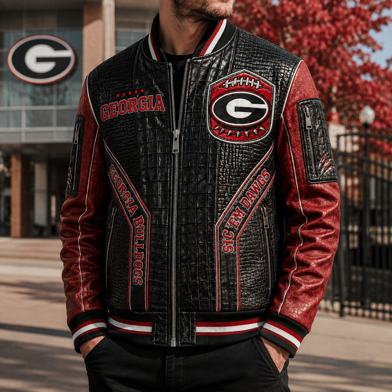 Premium GGBD Leather Zipper Jacket TNSM