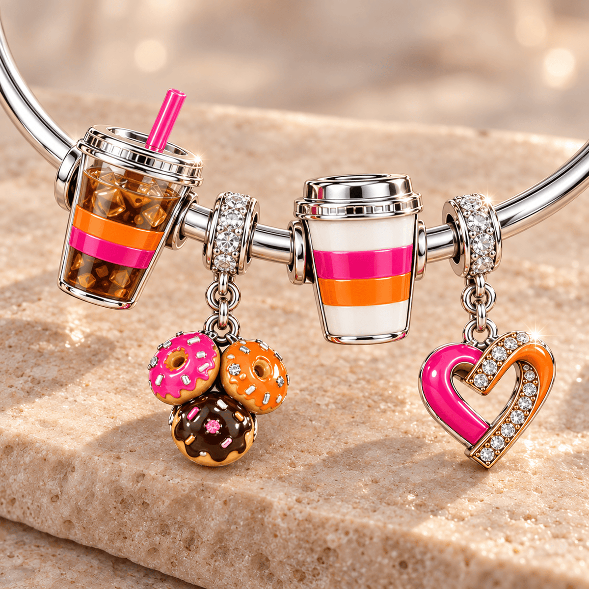 DKDN Silver Charm Bracelet Set TMH
