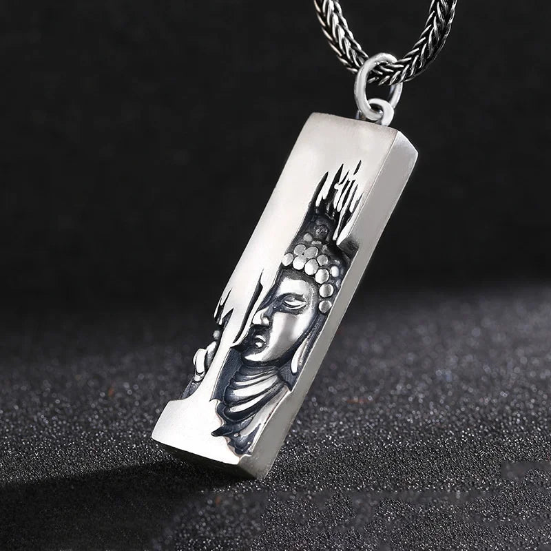 Tathagata Buddha Pendant Men Jewelry Blessing Amulet Necklaces Male Retro Lotus Half-faced Buddha Necklace For Women